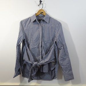 RAG & BONE Blue White Gingham Check Wendy Blouse